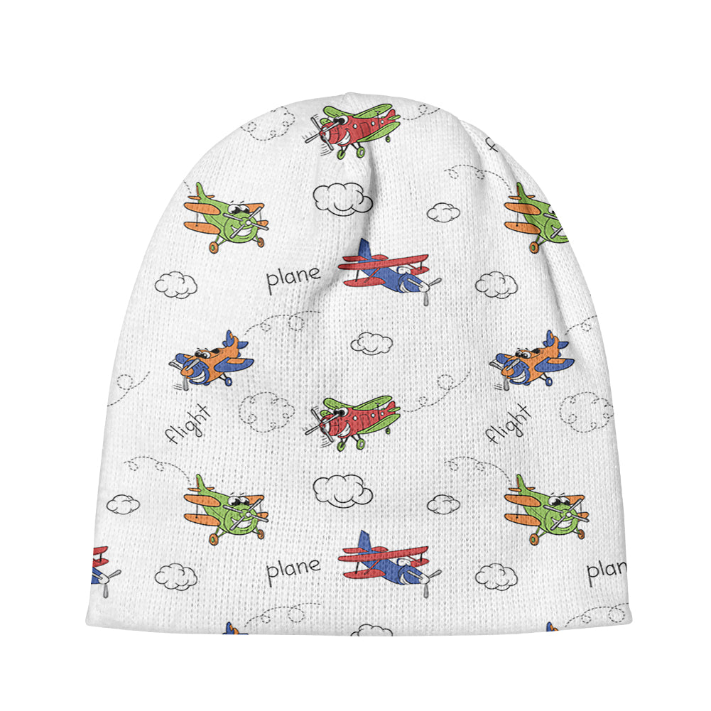 Colorful Cartoon Planes Designed Knit 3D Beanies