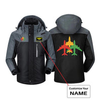 Thumbnail for Colourful 3 Airplanes Designed Thick Winter Jackets