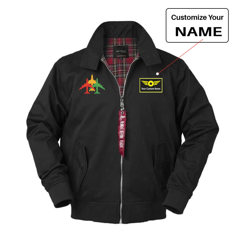 Colourful 3 Airplanes Designed Vintage Style Jackets