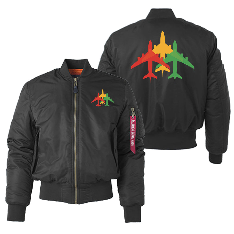 Colourful 3 Airplanes Designed "Women" Bomber Jackets