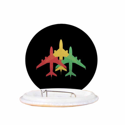 Colourful 3 Airplanes aviation design pin in polished enamel.