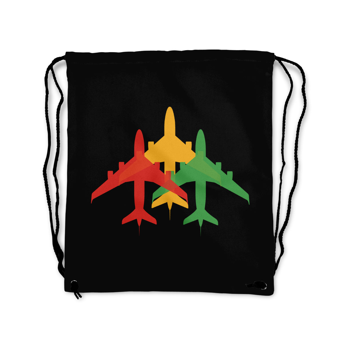 Colourful 3 Airplanes Designed Drawstring Bags