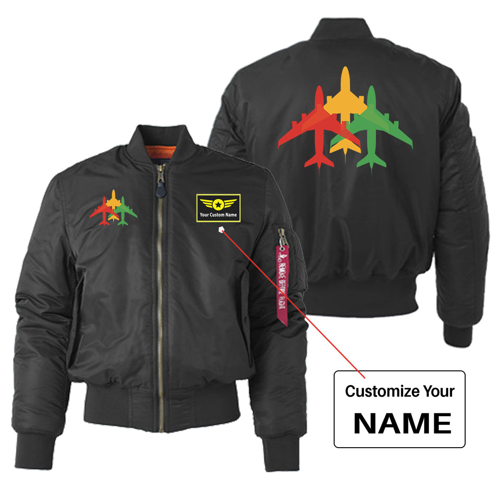 Colourful 3 Airplanes Designed "Women" Bomber Jackets