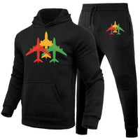 Thumbnail for Colourful 3 Airplanes Designed Hoodies & Sweatpants Set
