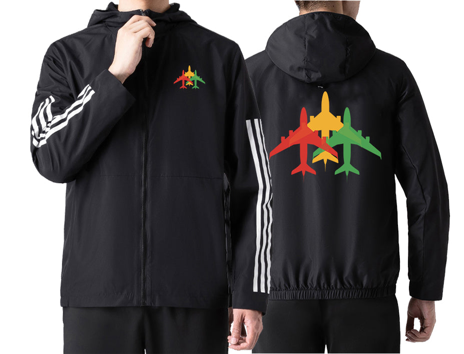Colourful 3 Airplanes Designed Sport Style Jackets
