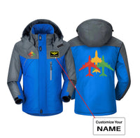 Thumbnail for Colourful 3 Airplanes Designed Thick Winter Jackets