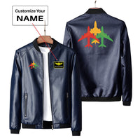 Thumbnail for Colourful 3 Airplanes Designed PU Leather Jackets