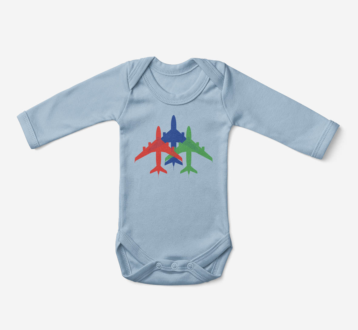 Colourful 3 Airplanes Designed Baby Bodysuits