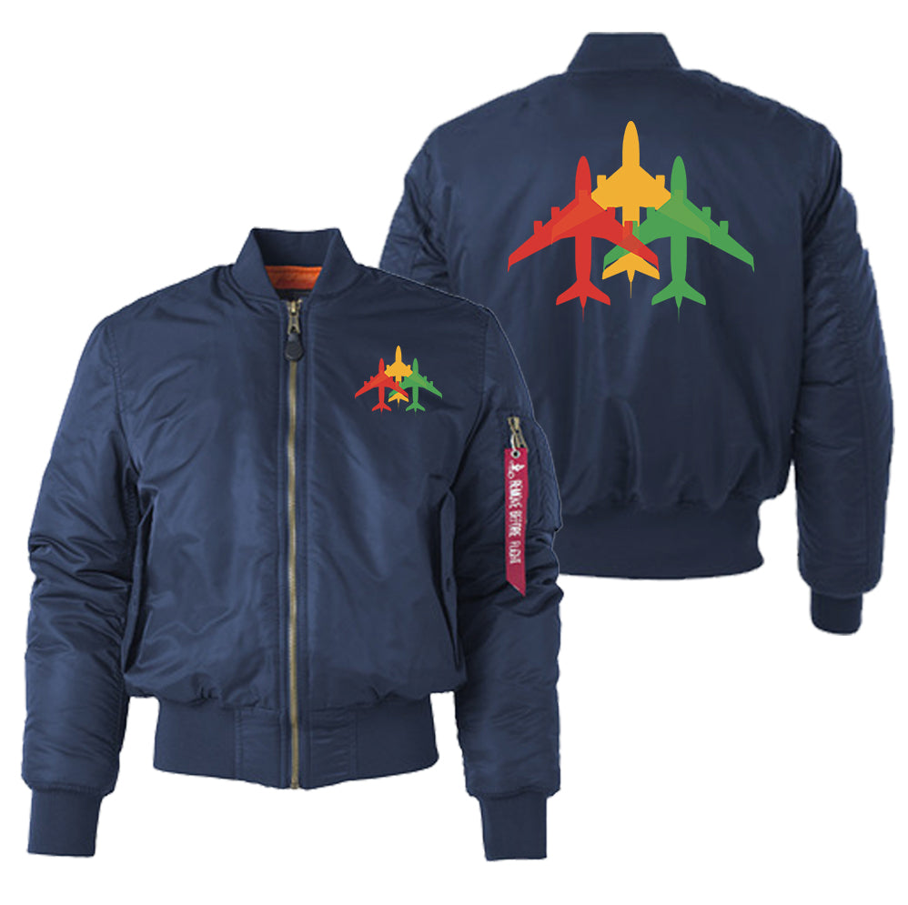 Colourful 3 Airplanes Designed "Women" Bomber Jackets