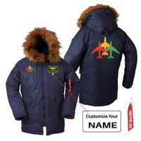Thumbnail for Colourful 3 Airplanes Designed Parka Bomber Jackets