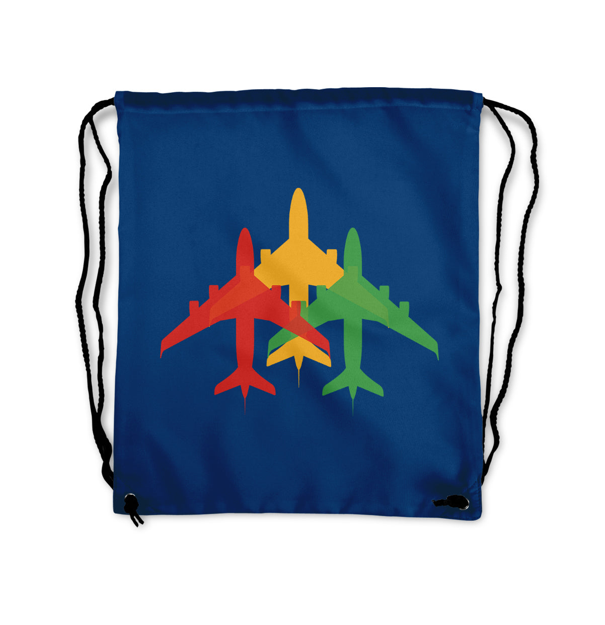 Colourful 3 Airplanes Designed Drawstring Bags