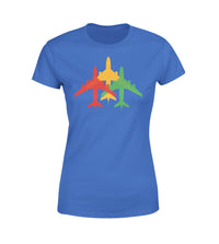 Thumbnail for Colourful 3 Airplanes Designed Women T-Shirts