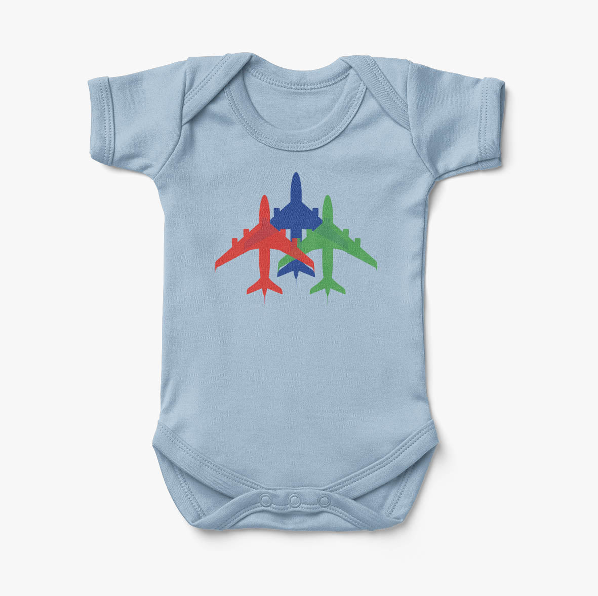 Colourful 3 Airplanes Designed Baby Bodysuits