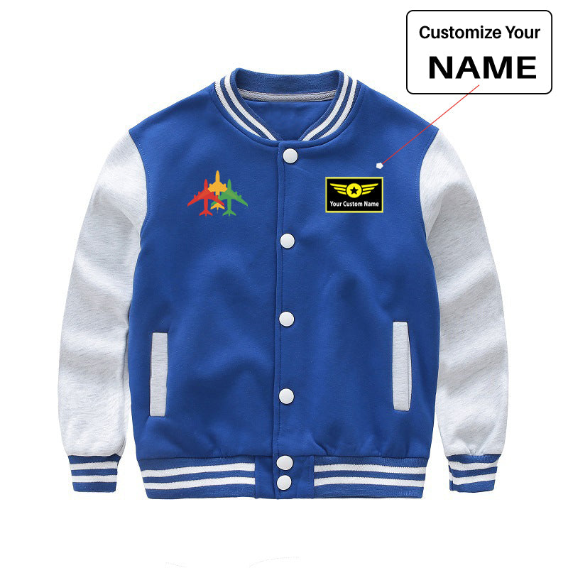 Colourful 3 Airplanes Designed "CHILDREN" Baseball Jackets