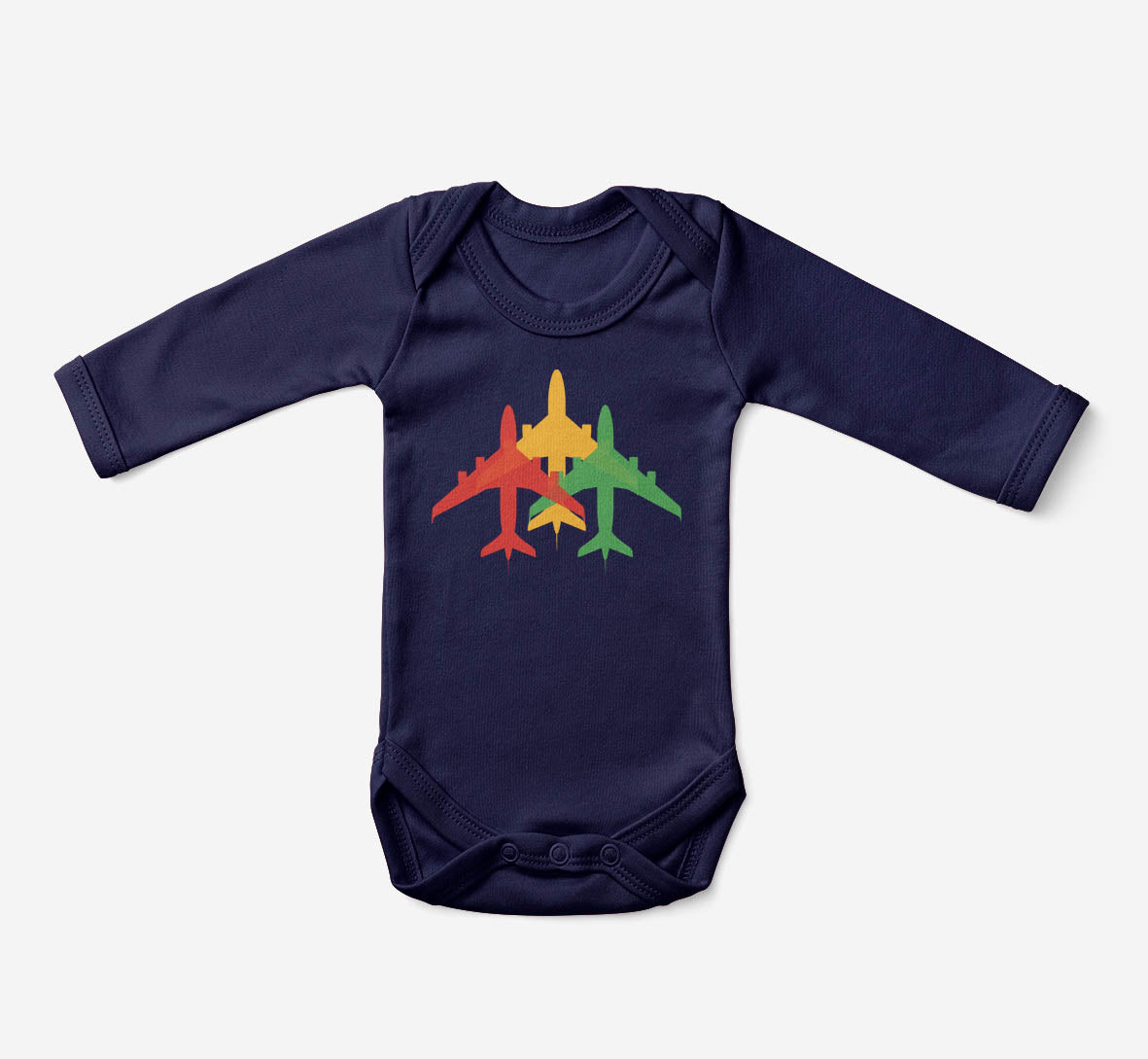Colourful 3 Airplanes Designed Baby Bodysuits