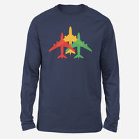 Thumbnail for Colourful 3 Airplanes Designed Long-Sleeve T-Shirts