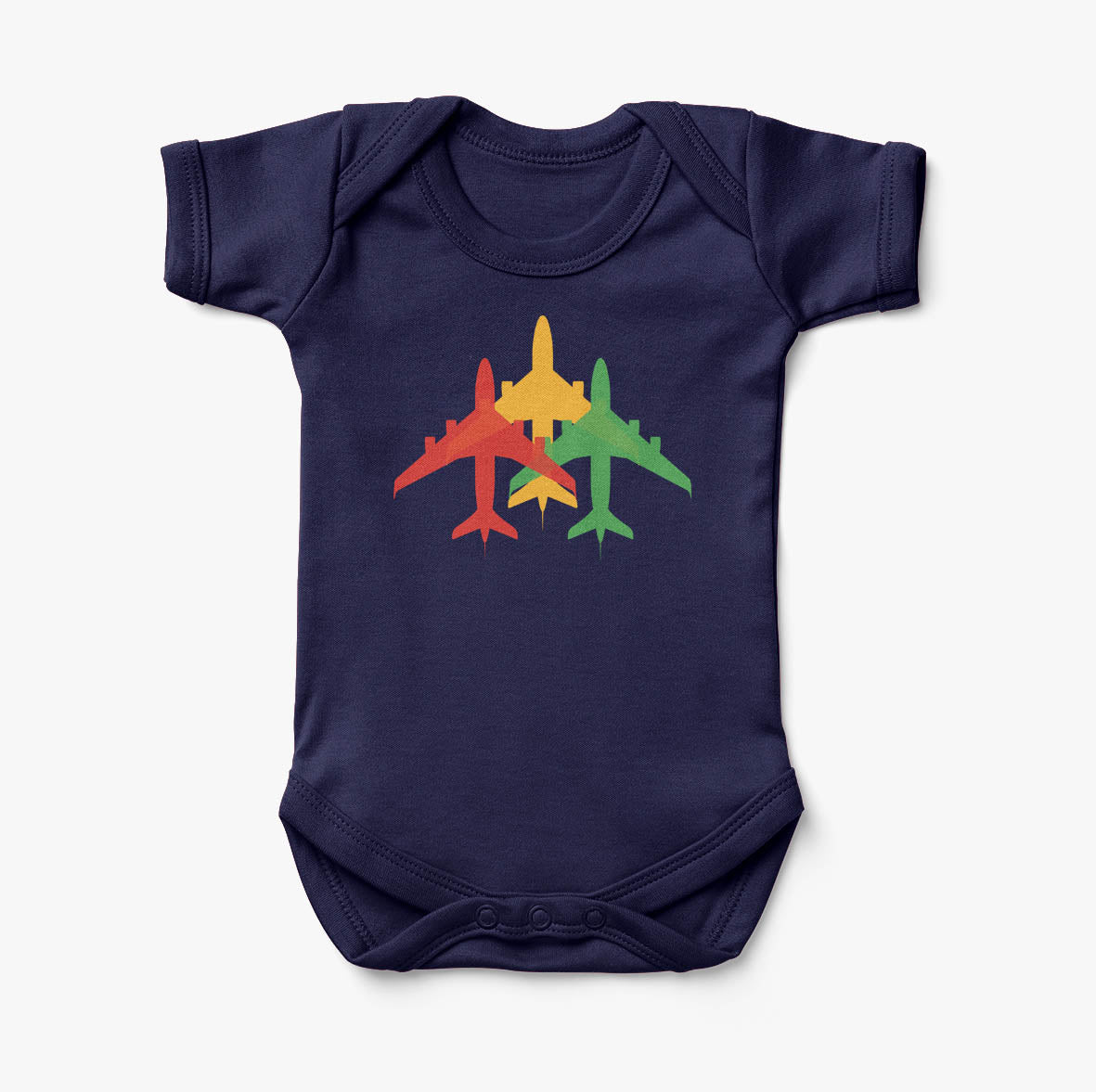 Colourful 3 Airplanes Designed Baby Bodysuits