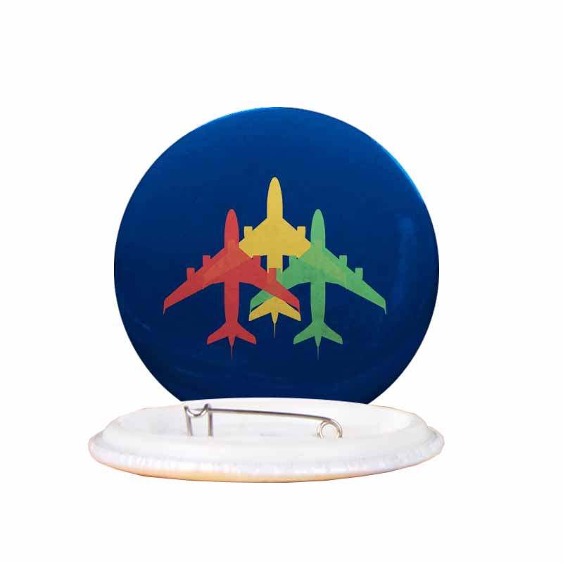 Colourful 3 Airplanes Designed Pins