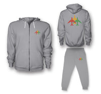Thumbnail for Colourful 3 Airplanes Designed Zipped Hoodies & Sweatpants Set