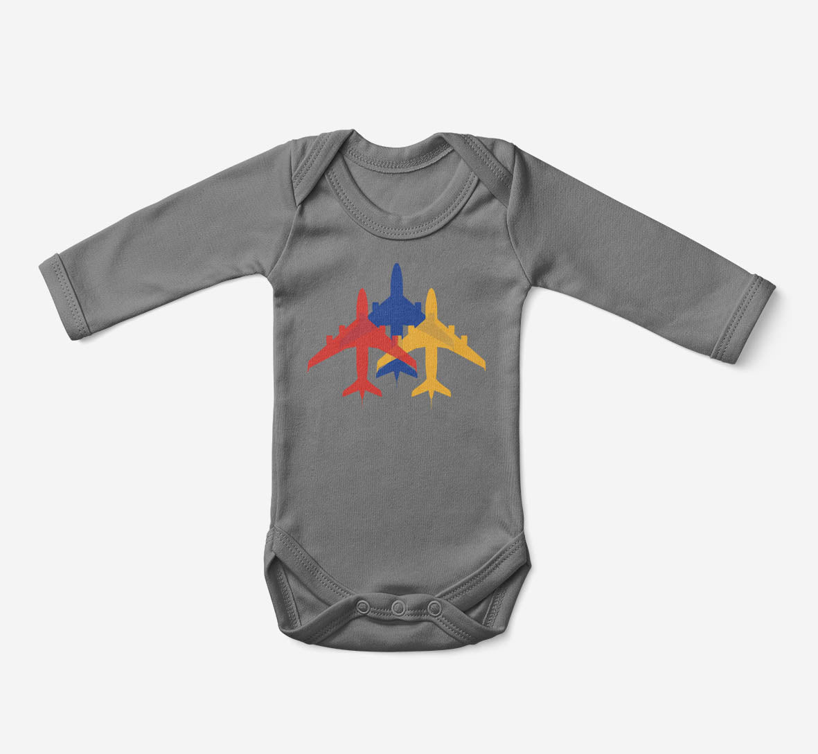 Colourful 3 Airplanes Designed Baby Bodysuits