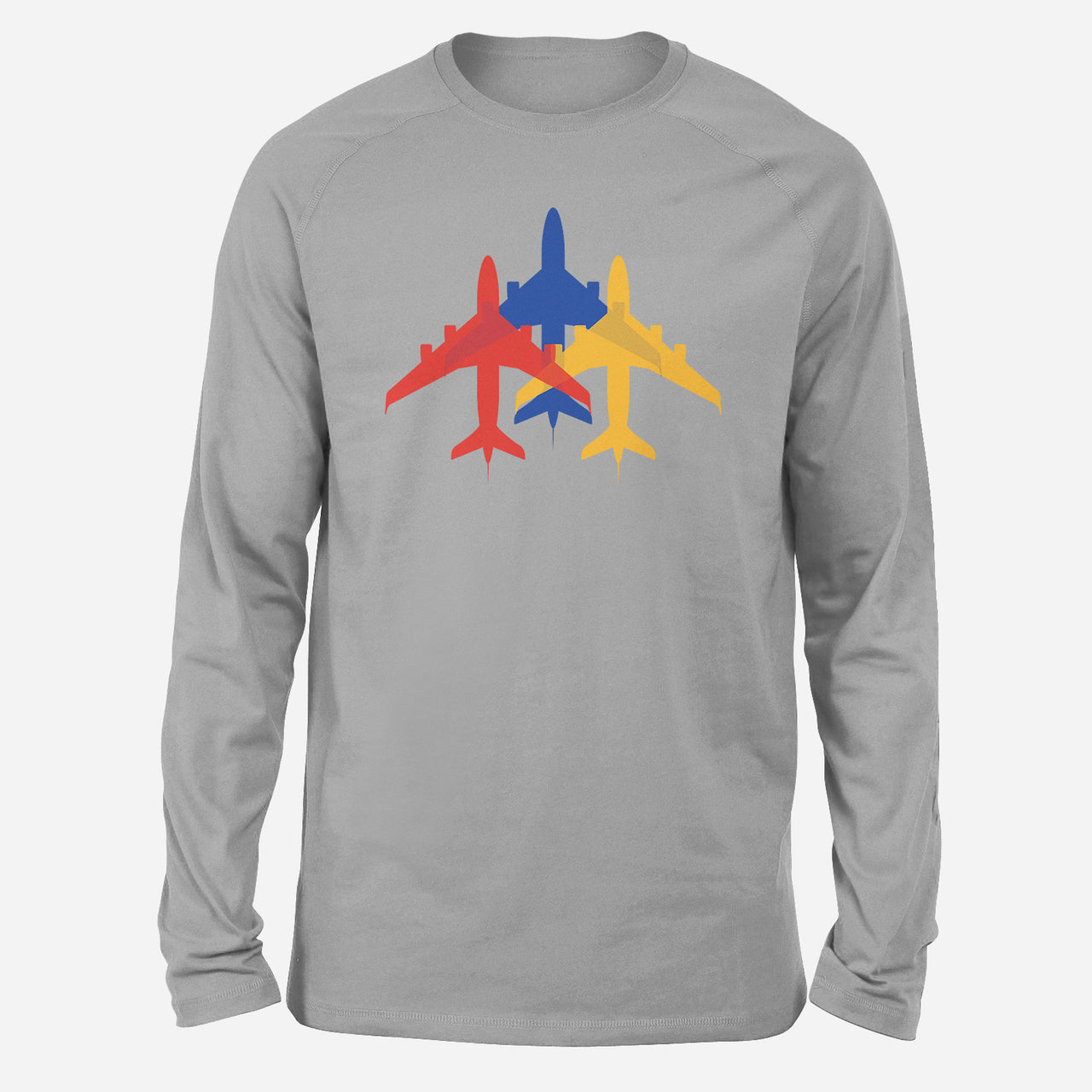 Colourful 3 Airplanes Designed Long-Sleeve T-Shirts