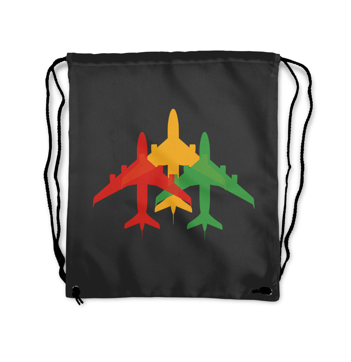 Colourful 3 Airplanes Designed Drawstring Bags