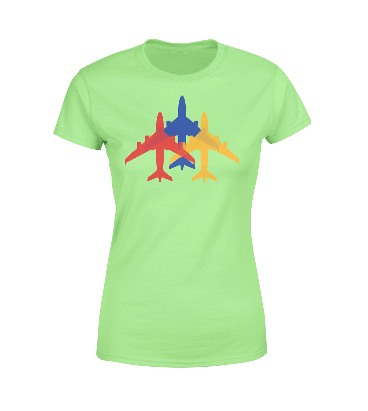 Colourful 3 Airplanes Designed Women T-Shirts