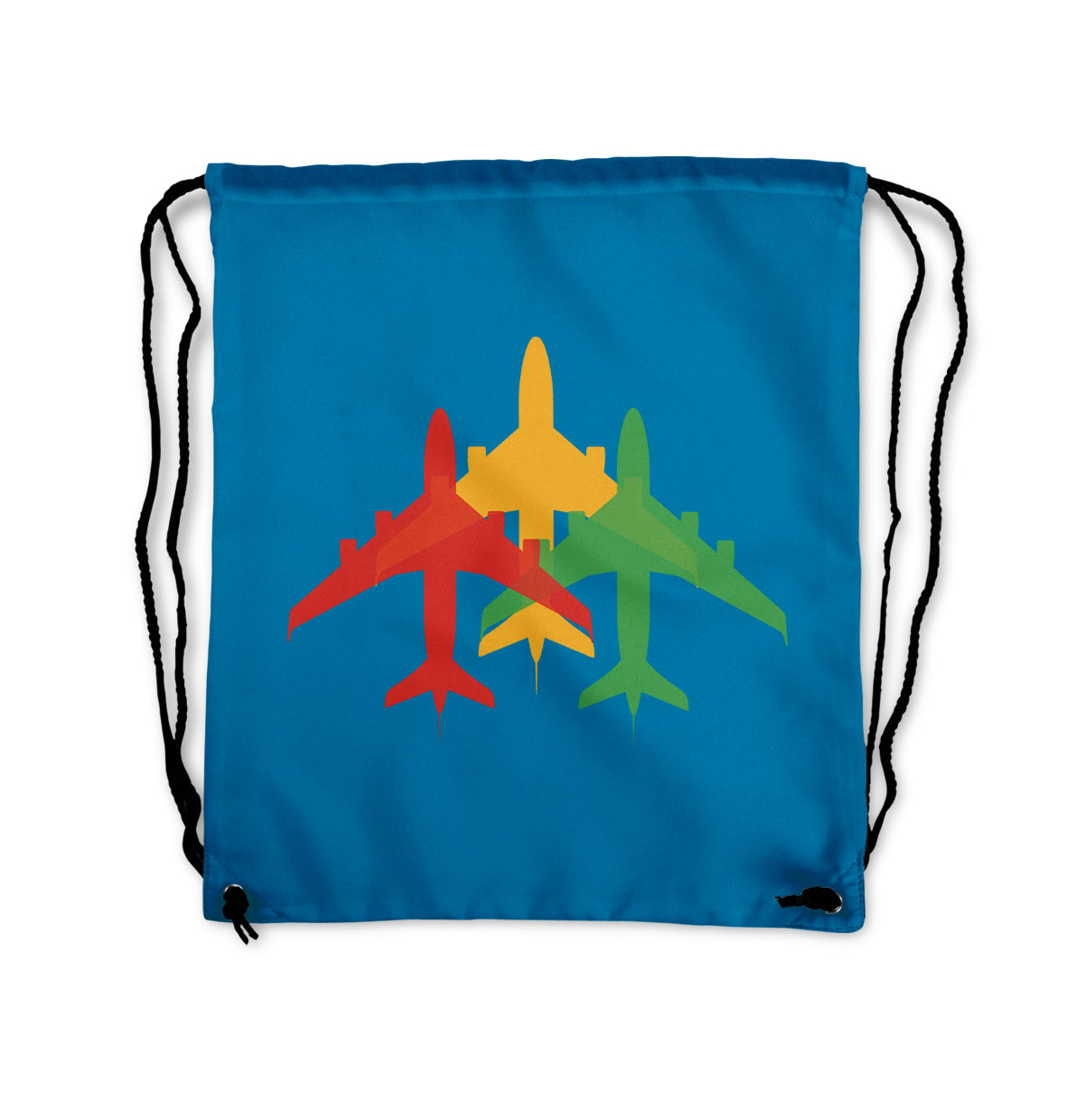 Colourful 3 Airplanes Designed Drawstring Bags