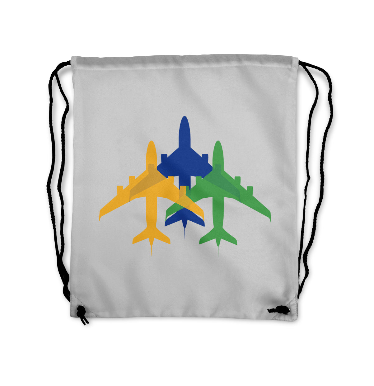 Colourful 3 Airplanes Designed Drawstring Bags