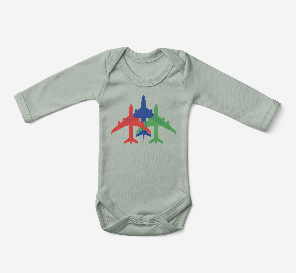 Colourful 3 Airplanes Designed Baby Bodysuits