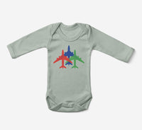 Thumbnail for Colourful 3 Airplanes Designed Baby Bodysuits