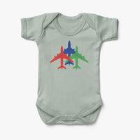 Thumbnail for Colourful 3 Airplanes Designed Baby Bodysuits