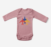 Thumbnail for Colourful 3 Airplanes Designed Baby Bodysuits