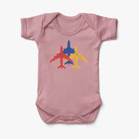 Thumbnail for Colourful 3 Airplanes Designed Baby Bodysuits