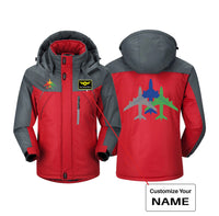 Thumbnail for Colourful 3 Airplanes Designed Thick Winter Jackets