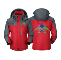 Thumbnail for Colourful 3 Airplanes Designed Thick Winter Jackets