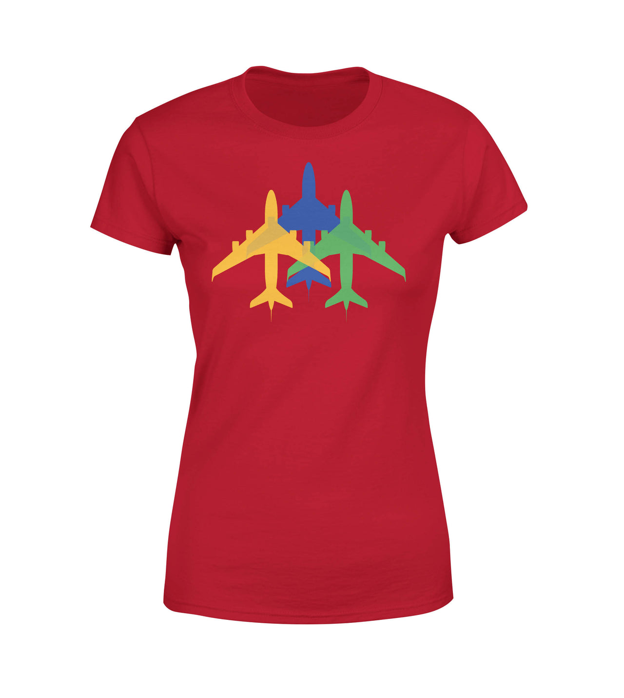 Colourful 3 Airplanes Designed Women T-Shirts