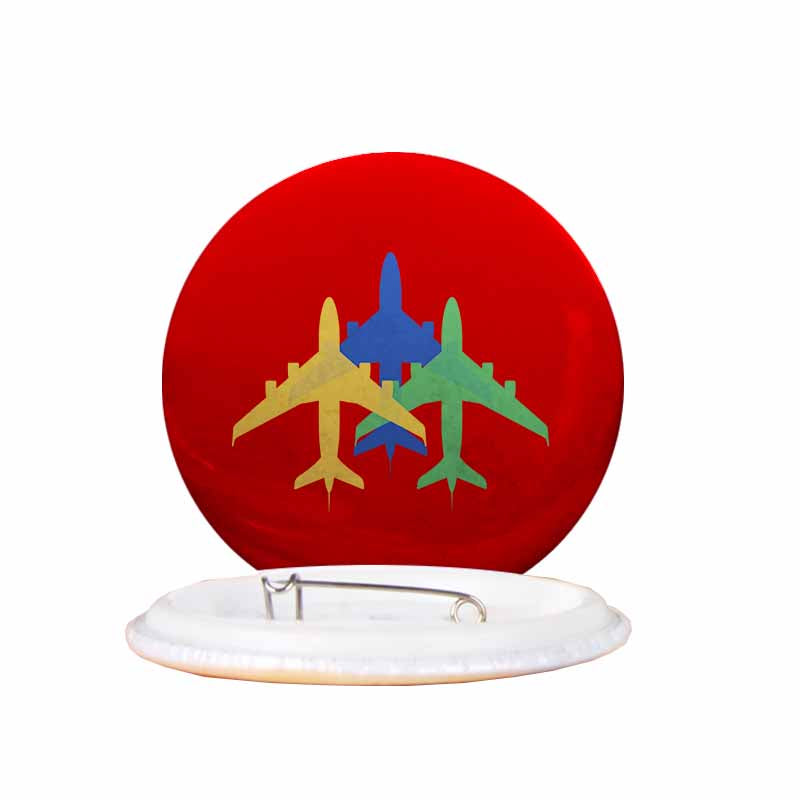 Colourful 3 Airplanes Designed Pins