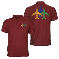 Thumbnail for Colourful 3 Airplanes Designed Double Side Polo T-Shirts