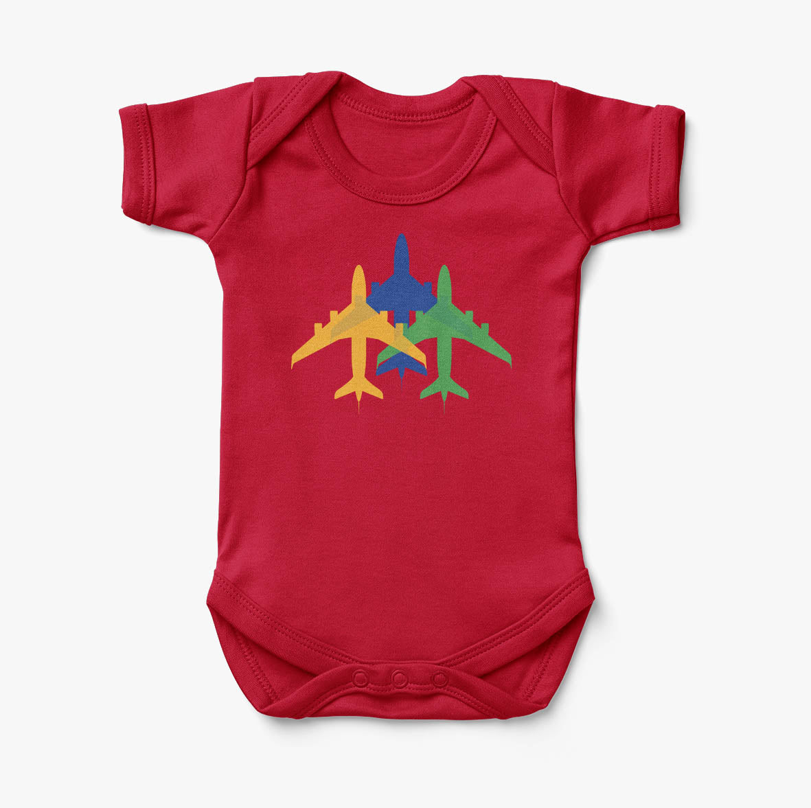 Colourful 3 Airplanes Designed Baby Bodysuits