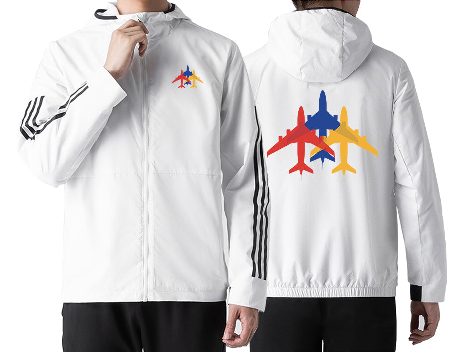 Colourful 3 Airplanes Designed Sport Style Jackets