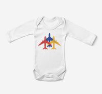 Thumbnail for Colourful 3 Airplanes Designed Baby Bodysuits