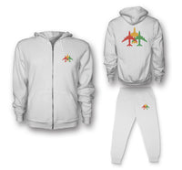 Thumbnail for Colourful 3 Airplanes Designed Zipped Hoodies & Sweatpants Set