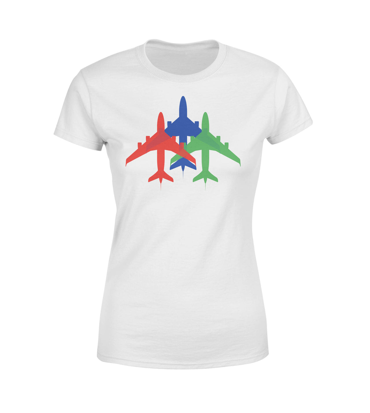Colourful 3 Airplanes Designed Women T-Shirts