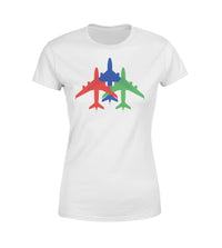 Thumbnail for Colourful 3 Airplanes Designed Women T-Shirts