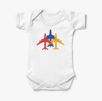 Thumbnail for Colourful 3 Airplanes Designed Baby Bodysuits