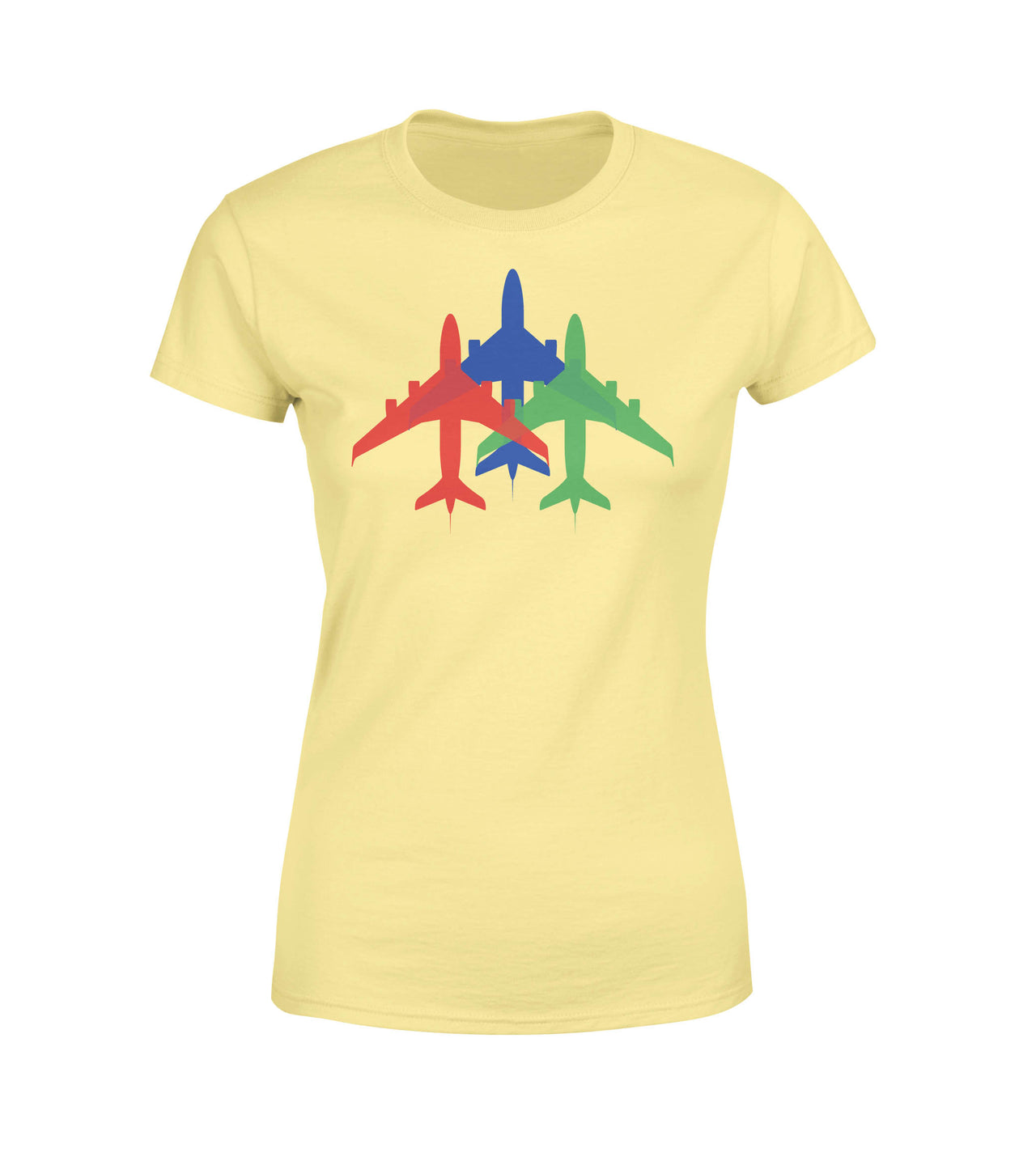 Colourful 3 Airplanes Designed Women T-Shirts