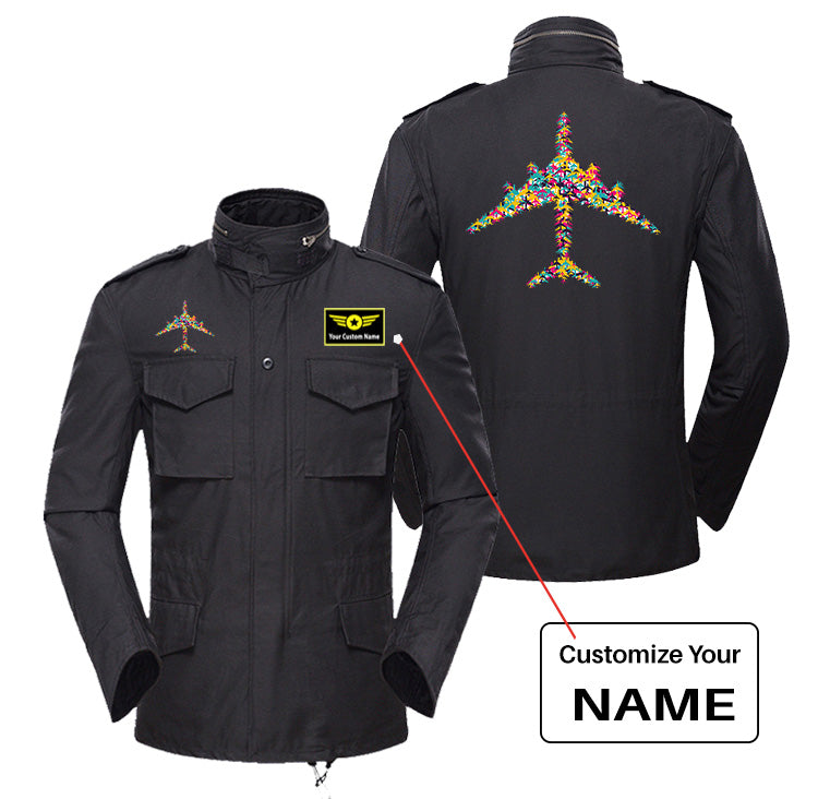 Colourful Airplane Designed Military Coats