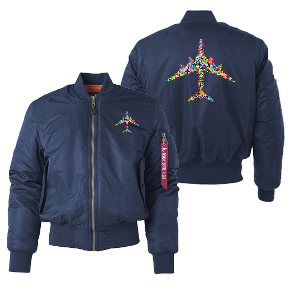 Colourful Airplane Designed "Women" Bomber Jackets