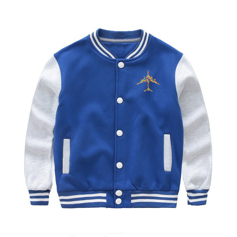 Colourful Airplane Designed "CHILDREN" Baseball Jackets